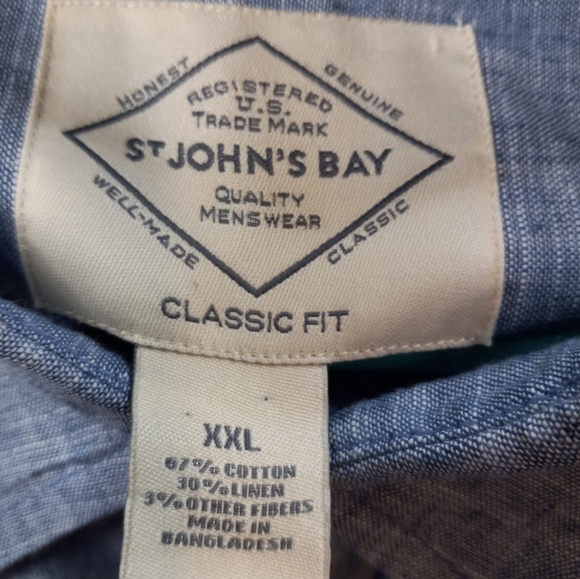 St. John’s Bay 30% Linen Classic Fit XXL Blue Business Casual Shirt Office Event - Picture 15 of 15